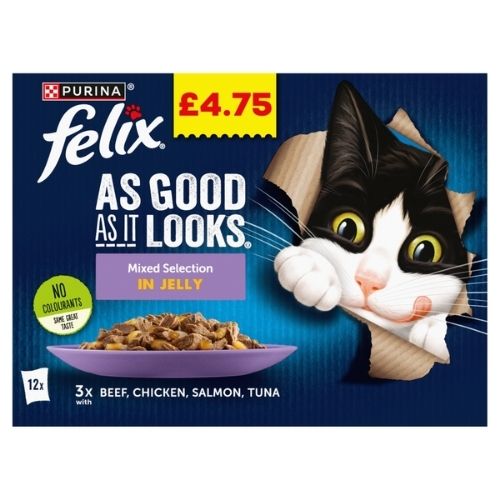 FELIX AGAIL FAVOURITES SELECTION WET CAT FOOD PMP £4.75 12PK 85G