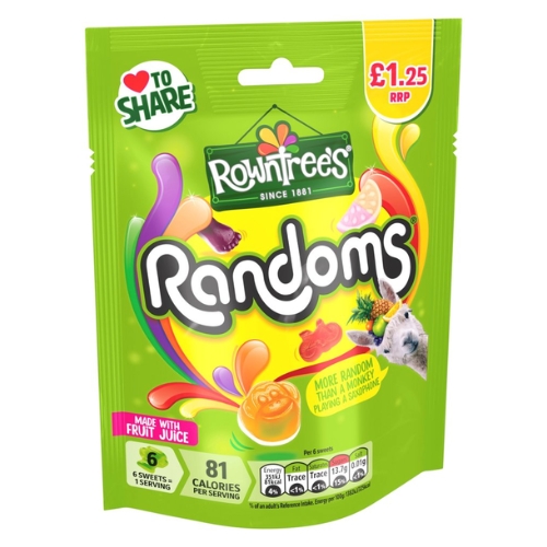 ROWNTREE'S RANDOMS POUCH PM £1.25 120G