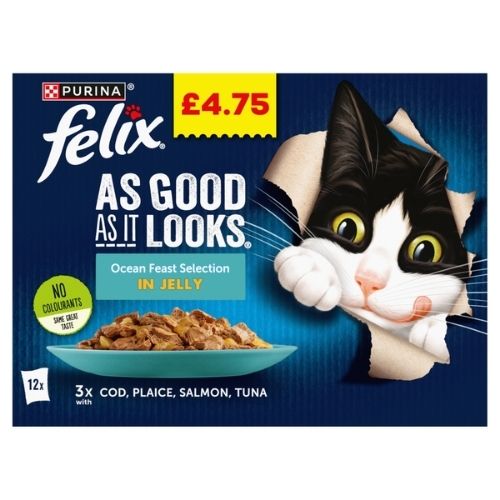 FELIX AGAIL OCEAN FEASTS WET CAT FOOD PMP £4.75 12PK 85G