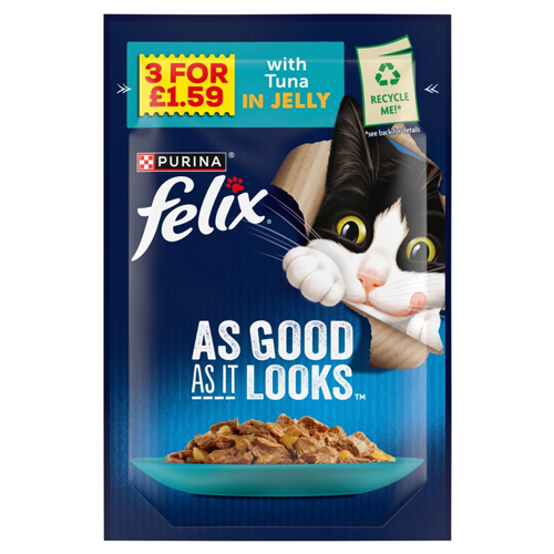 FELIX AGAIL TUNA IN JELLY WET CAT FOOD PMP £1.59 85G