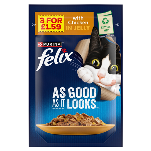 FELIX AGAIL CHICKEN IN JELLY WET CAT FOOD PMP £1.59 85G