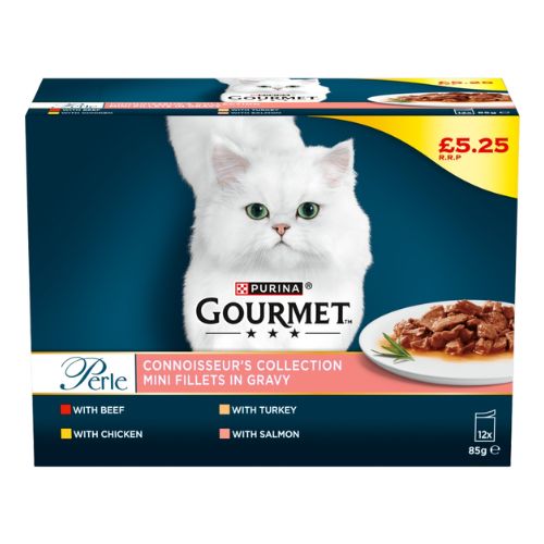 GOURMET PERLE CONNOISSEUR'S COLLECTION MINI FILLETS IN GRAVY PMP £5.25 12PK 85G