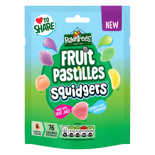 ROWNTREE'S FRUIT PASTILLES SQUIDGERS SWEETS SHARING BAG 120G