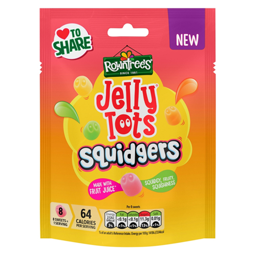 ROWNTREE'S JELLY TOTS SQUIDGERS SWEETS SHARING BAG 120G