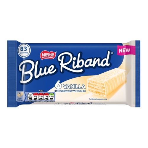 BLUE RIBAND VANILLA WHITE WAFER BISCUIT BAR 6PK 90G