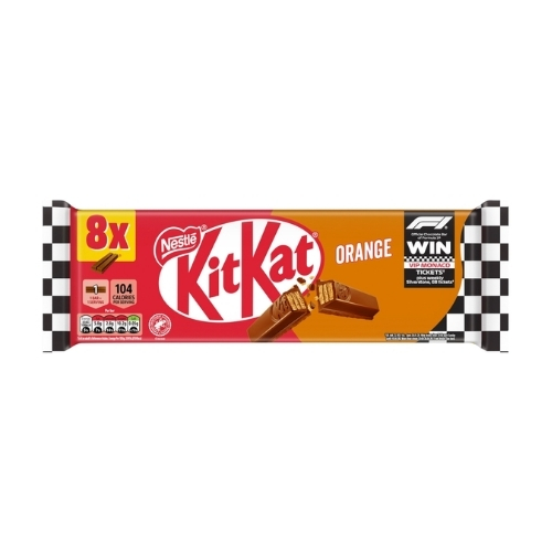 KITKAT 2 FINGER ORANGE CHOCOLATE BISCUIT BAR 8PK 165.6G