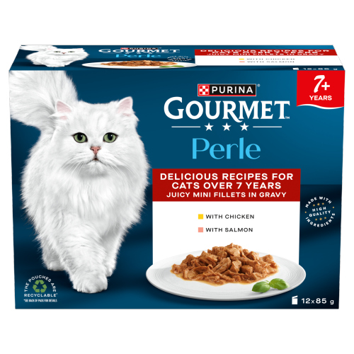 GOURMET PERLE SENIOR 7+ IN GRAVY MIXED VARIETY CHICKEN 12PK 85G
