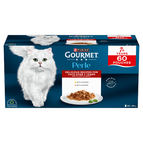 GOURMET PERLE SENIOR 7+ IN GRAVY MIXED VARIETY CHICKEN 60X 85G