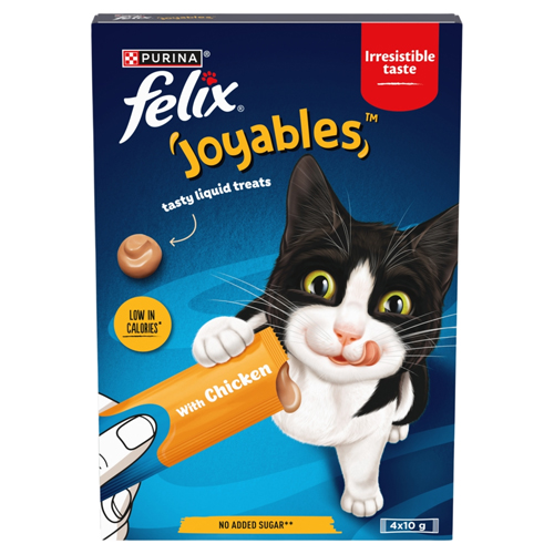 FELIX JOYABLES LIQUID WITH CHICKEN CAT TREAT 4PK 10G