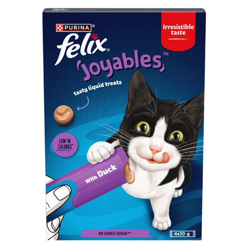 FELIX JOYABLES LIQUID WITH DUCK CAT TREAT 4PK 10G