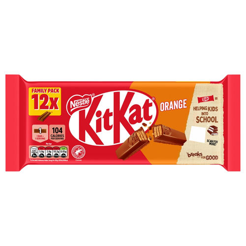 KITKAT 2 FINGER ORANGE CHOCOLATE BISCUIT BAR 12PK 248.4G