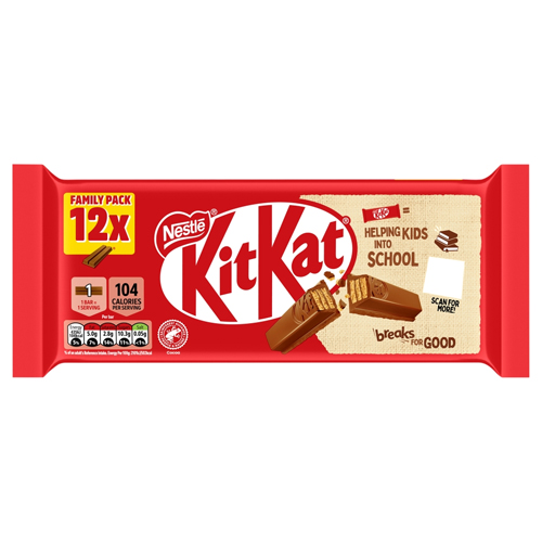KITKAT 2 FINGER MILK CHOCOLATE BISCUIT BAR 12PK 248.8G