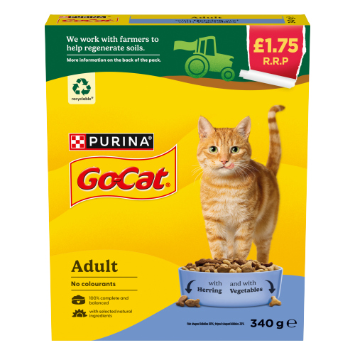 GO-CAT ADULT CAT FOOD HERRING & VEG 340G PMP £1.75 340G
