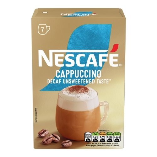 NESCAFE GOLD CAPPUCCINO DECAF UNSWEETENED TASTE 7SAC 105G