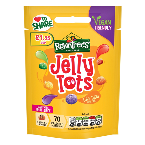 ROWNTREE'S JELLY TOTS SWEETS SHARING BAG PMP £1.25 120G