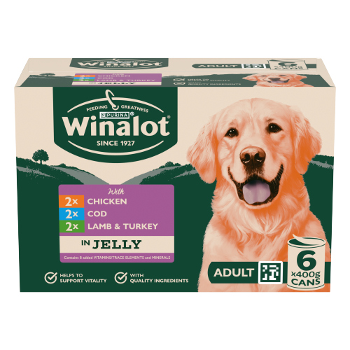 WINALOT CLASSICS MIXED IN JELLY WITH COD WET DOG FOOD 6PK 400G