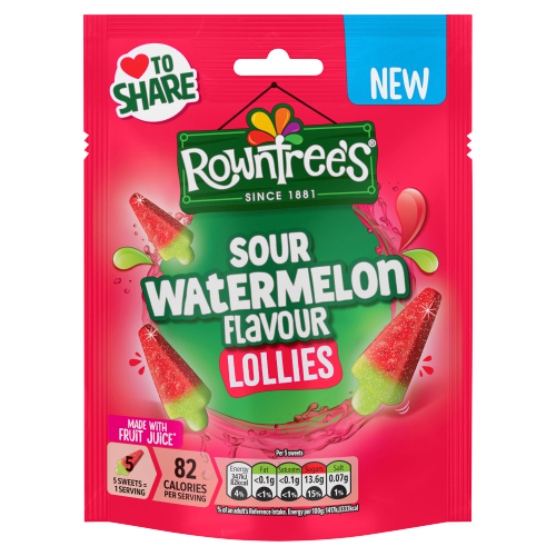 ROWNTREE'S SOUR WATERMELON LOLLIES POUCH 130G