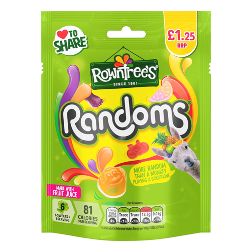 ROWNTREE'S RANDOMS POUCH PMP £1.25 120G