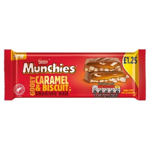 MUNCHIES GOOEY CARAMEL & BISCUIT SHARING BAR PMP £1.25 87G