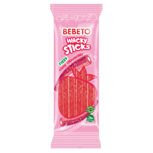 BEBETO WACKY STICKS FIZZY STRAWBERRY 160G