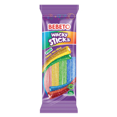 BEBETO WACKY STICKS FIZZY RAINBOW 160G