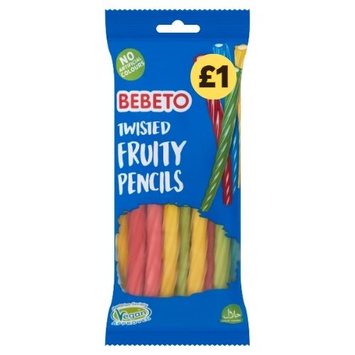 BEBETO TWISTED FRUITY PENCILS PMP £1.00 160G