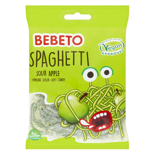 BEBETO SPAGHETTI SOUR APPLE SOFT CANDY 70G