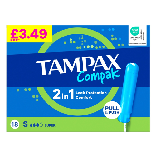 TAMPAX COMPAK SUPER PMP £3.49 18PK