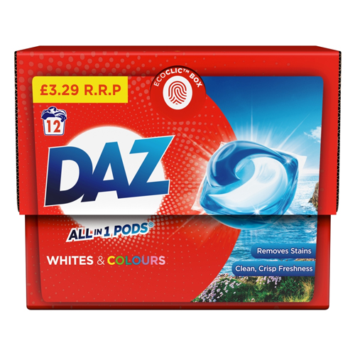 DAZ LAUNDRY DETERGENT LIQUID PODS PMP £3.29 12W
