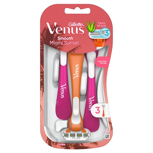 VENUS SMOOTH DISPOSABLE RAZORS MIAMI SUNSET 3PK