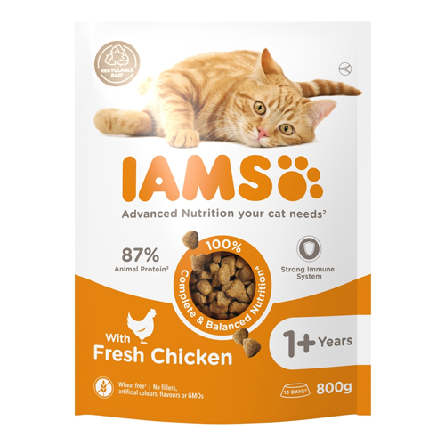 IAMS WITH FRESH CHICKEN 1+ YEARS 800G