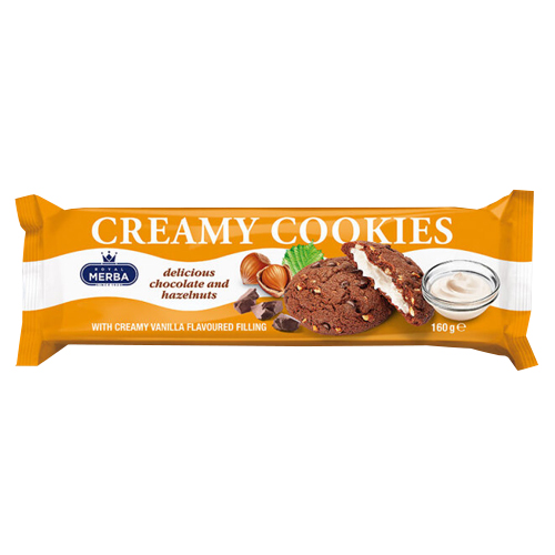 MERBA CREAMY COOKIES WITH DARK CHOCOLATE & VANILLA CREAM 160G