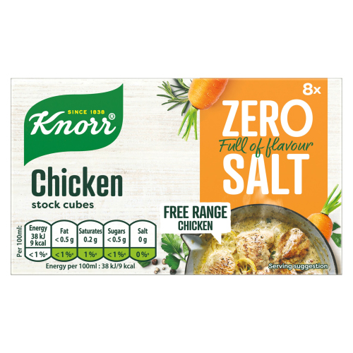 KNORR ZERO SALT CHICKEN STOCK CUBES 8S 72G