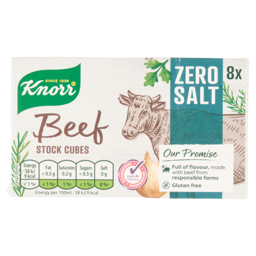 KNORR ZERO SALT BEEF STOCK CUBES 8S 72G