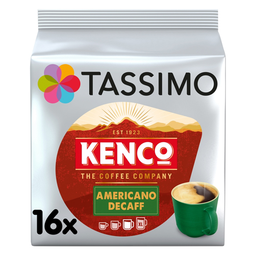 TASSIMO KENCO AMERICANO DECAFF COFFEE PODS 16S