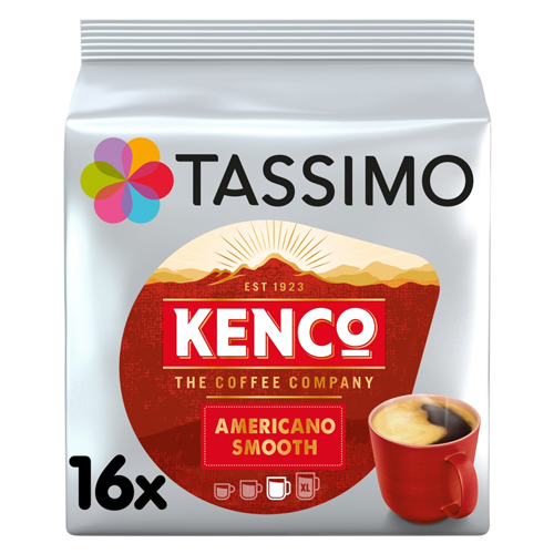 TASSIMO KENCO AMERICANO SMOOTH COFFEE PODS 16S