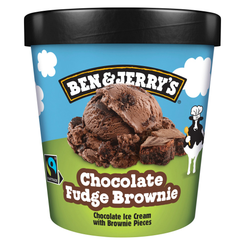 BEN & JERRY'S ICE CREAM TUB CHOCOLATE FUDGE BROWNIE 465 ML