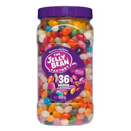 JELLY BEAN FACTORY GOURMET 36 HUGE FLAVOURS JAR 900G