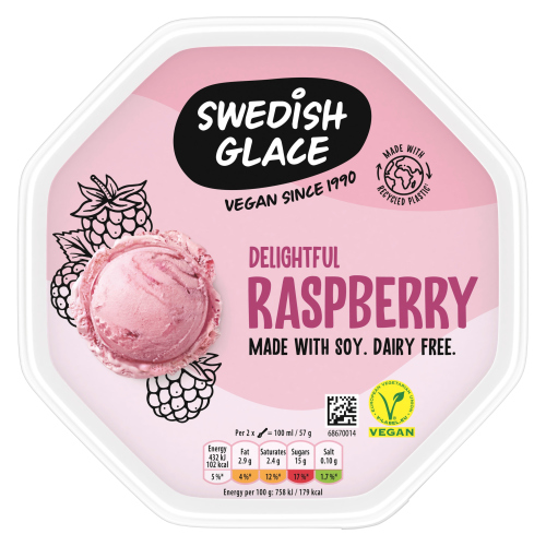 SWEDISH GLACE DELIGHTFUL RASPBERRY ICE CREAM TUB 750ML