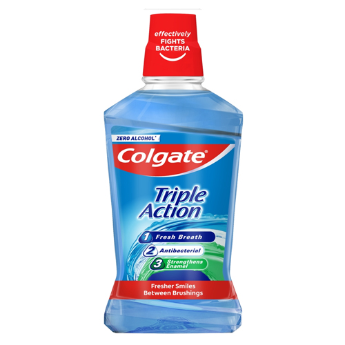 COLGATE MOUTH RINSE TRIPLE ACTION ZERO ALCOHOL 500ML