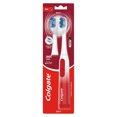COLGATE BATTERY TOOTHBRUSH 360 WHITE PLUS 2 HEADS 1CT