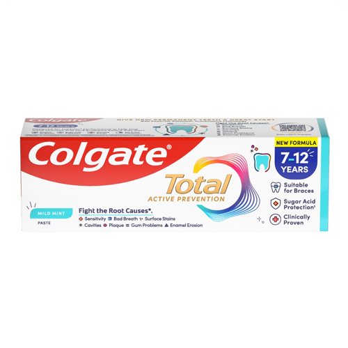 COLGATE TOTAL ACTIVE PREVENTION KIDS 7-12 YEARS MILD MINT TOOTHPASTE 50ML