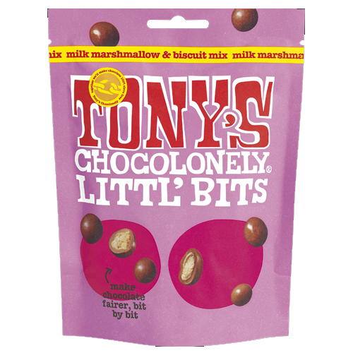 TONY'S CHOCOLONELY LITTL' BITS MILK MARSHMALLOW & BISCUIT MIX 100G