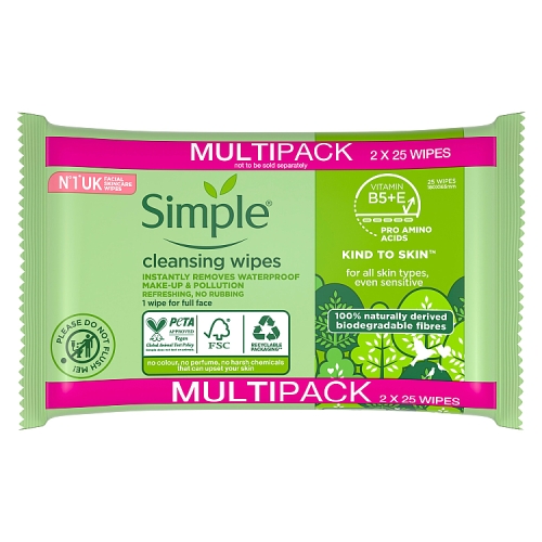 SIMPLE BIO WIPES MULTI PACK 50S