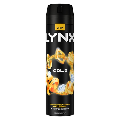 LYNX BODY SPRAY GOLD PMP £3.99 200ML