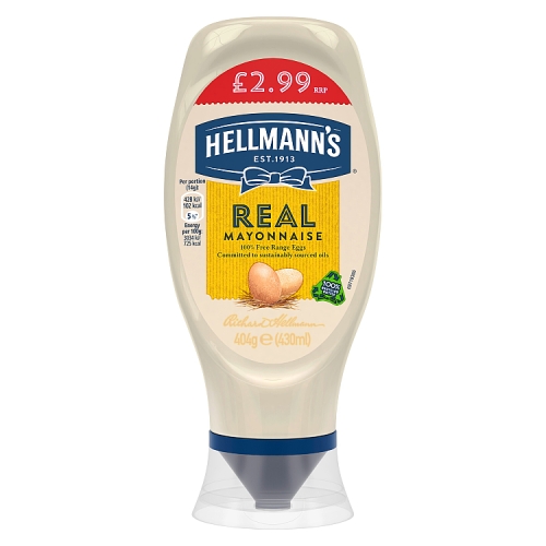 HELLMANN'S SQUEEZY MAYONNAISE REAL PMP £2.99 430ML