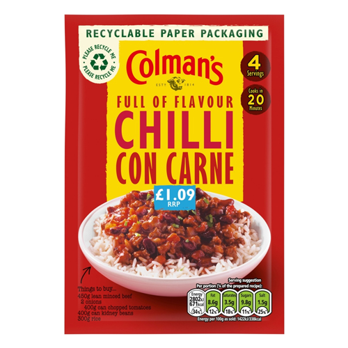 COLMAN'S CHILLI CONCARNE PMP £1.09 50G