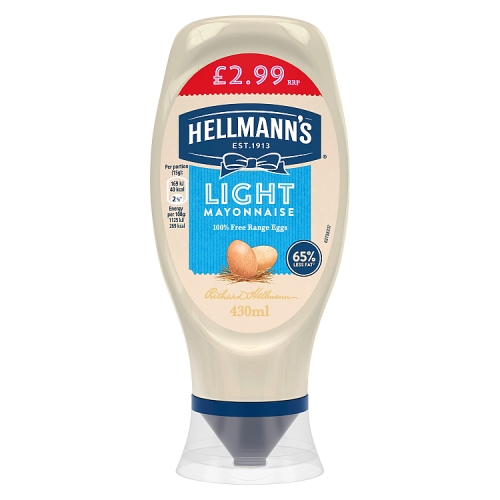 HELLMANN'S SQUEEZY MAYONNAISE LIGHT PMP £2.99 430ML