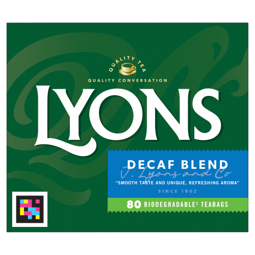 LYONS 80 DECAF BLEND BIODEGRADABLE TEABAGS 232G