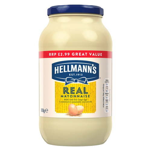 HELLMANN'S REAL MAYONNAISE JAR PMP £2.99 800G